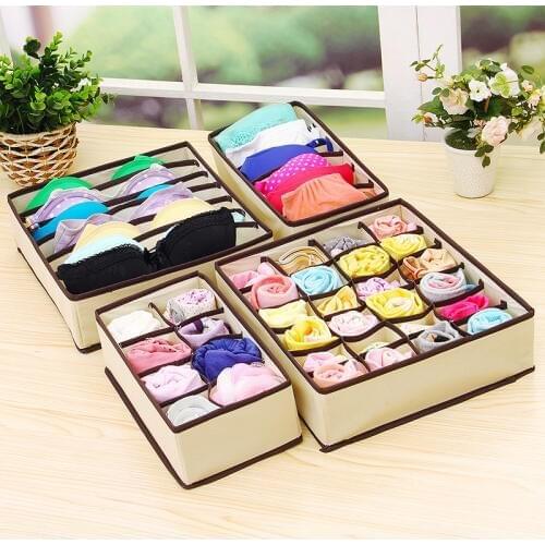 Hot Underwear Bra Organizer Storage Box Beige/Rose Chest Organizer Underwear Box Scarf Socks Brass Drawer Separation Container