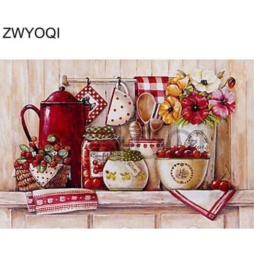 Full Round Diamond mosaic tableware cup Full Square Diamond painting teapot cup tableware 5D DIY Diamond embroidery Cross stitch