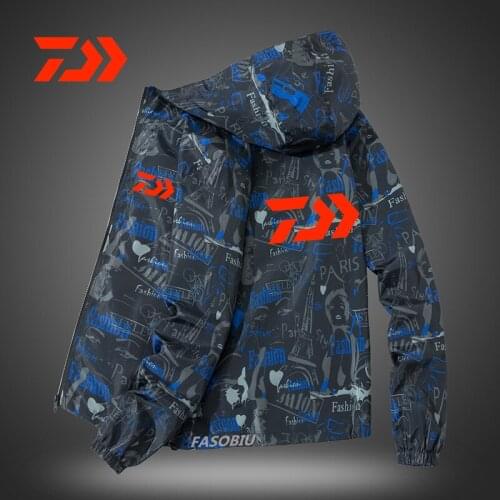 Daiwa Mens Fishing Jackets Spring Men Casual Windbreaker Camouflage Clothing Slim Hip Hop Bomber Cycling Hiking Fishing Clothes