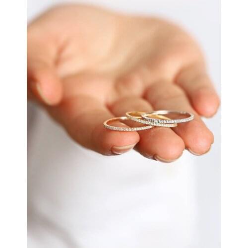 Concise Classical Mini CZ Diamod 3 Color Rose Yellow White Color Ring Sets Party Wedding Jewelry For Women Gift ZYR647