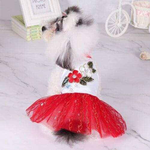 Summer Dog Printing Dress Dog Clothes For Small Dog Party Birthday Wedding Dress Puppy Costume Spring Chihuahua Pet Clothes