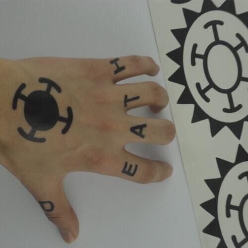Hot Anime One Piece Sticker Trafalgar Law Cosplay Tattoo Trafalgar D Water Law Logo Tatoo