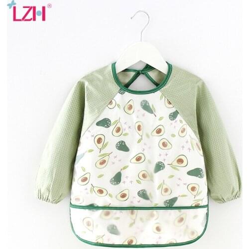 LZH 2021 Long Sleeve Bibs For Children 0-5 Years Waterproof And Dirty Things For Baby Boys Bibs Cute Printting Baby Girls Bibs