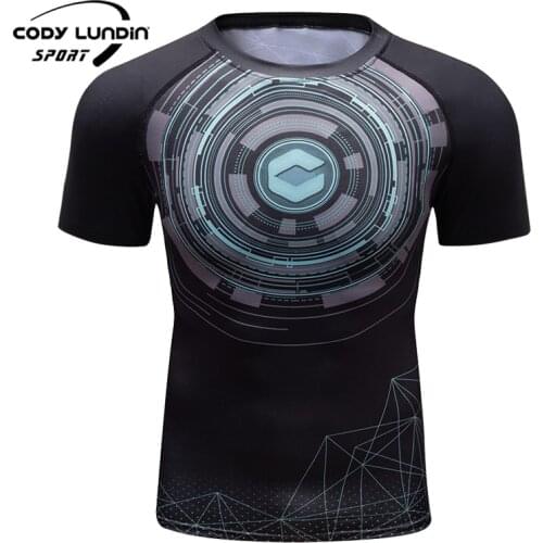 Men Fitness Shirts Guangzhou Gym Rash Guard Sublimation Printing Short Sleeve