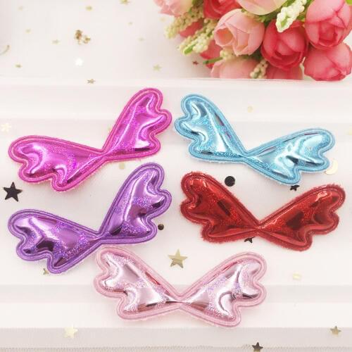 New 16pcs mix Glitter Leather Padded Lovely Butterfly Applique Making Childrens hairpin accessories DIY Craft Supplies SE174