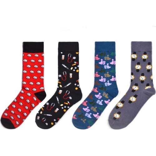 Peonfly Colorful 2020 Cotton Mens Long Harajuku Hip Hop Funny Skull Cool Dress Socks for Male Wedding Christmas Gift