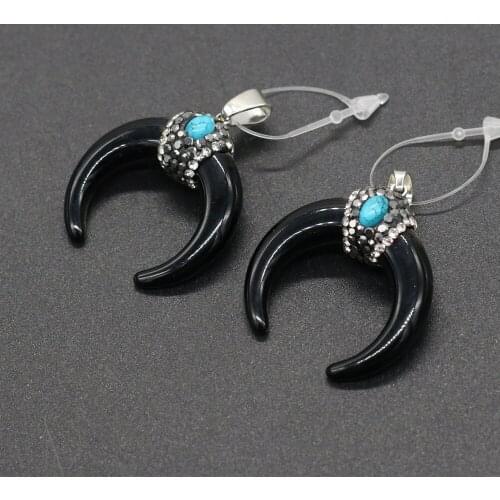 1pcs Crescent Moon Shape Cattle Bone Black Charm Pendant for Women Necklace Bracelet Earrings Accessories Jewelry Making DIY