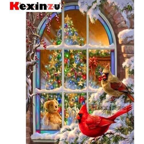 Full 5d Square/Round Diamond Painting-Window bird-Diamond Embroidery kit Cross Stitch Mosaic Full Picture Rhinestone Decor Y57