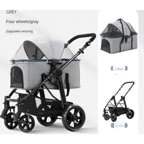 Portable Folding Large pet stroller high-end dog trolley rescue dog four-wheeled outing supplies package box