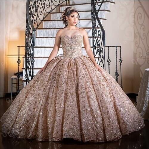 Beaded Lace Pink Chrro Ball Gown Quinceanera Party Dress Sweetheart Vestidos De XV Anos Ball Gown Prom Dress
