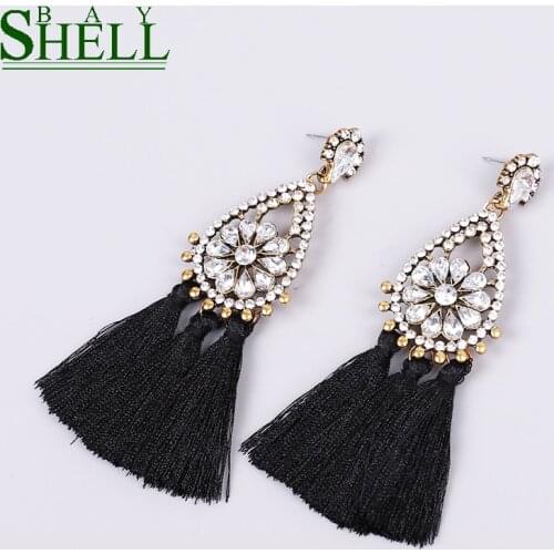 Shell Bay Drop Black Tassel Earrings Jewelry For Women Minimalist Punk Fashion Earrings Cute Pendientes girls Earring Earings