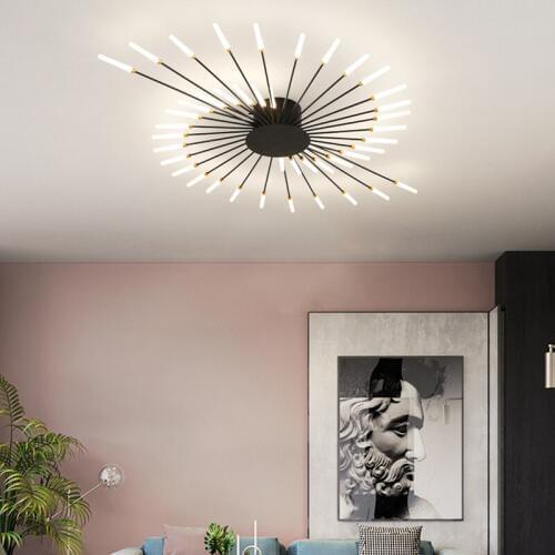 Nordic Minimal Led Drawing Bedroom Ceiling Light New Design Aluminum Acrylic Decorate Art Lamp Spiral Fireworks Light Fixtures