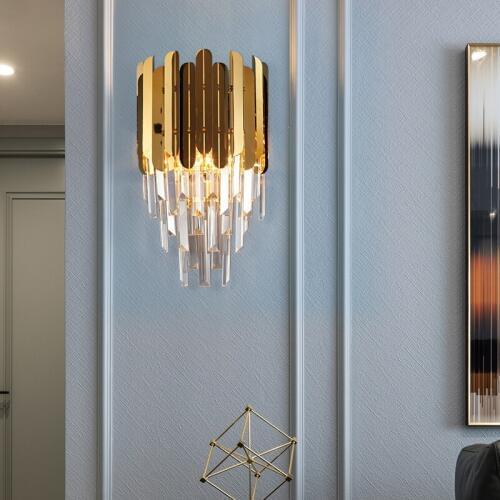 Modern Luxury Crystal Wall Sconce Lamp Luxury Gold Wall Light Fixtures Bedside Living Room Vanity Light Wall Lamps Art Angel