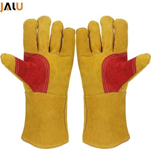Welding Glove Work Welders Cowskin Leather Gloves Fireproof Long Sleeve Glove Anti-Heat Work Safety Gloves