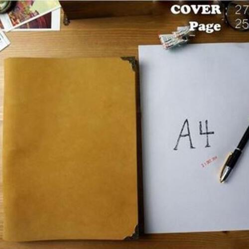 B5 like A4 Handmade genuine leather cowhide travel journal notebook vintage filler quality diary planner kraft paper notebook