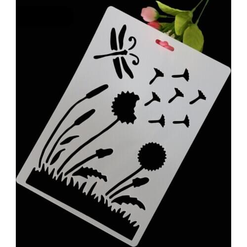 26x17.8cm dandelion scrapbook stencils spray plastic mold shield DIY cake hollow Embellishment printing lace ruler Easter