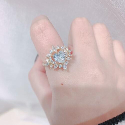 Korean Retro Simple Set Ring Female Flash Crystal Index Finger Ring for Women Jewelry