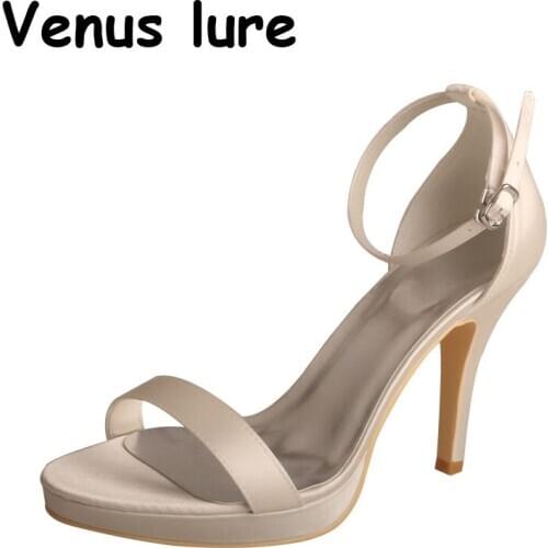 Venus lure Ladies Footwear Heels Ivory Color Satin Summer Ivory Sandals for Bride