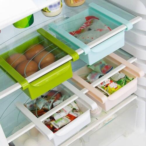 1Pcs Pull-out Drawer Kitchen Accessories Refrigerator FreshSpacer Layer Storage Rack Hanging Refrigerator Organizer Storage Rack