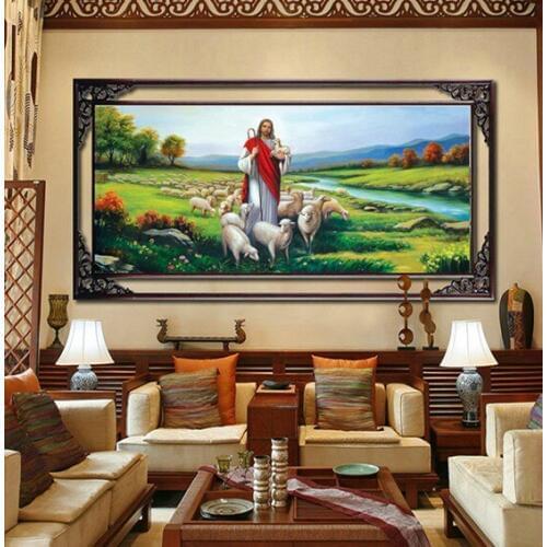 Embroidery Needlework Jesus Shepherd Christianity 14CT Unprinted Cross Stitch Kits Crafts Arts DIY Quality Handmade Decor