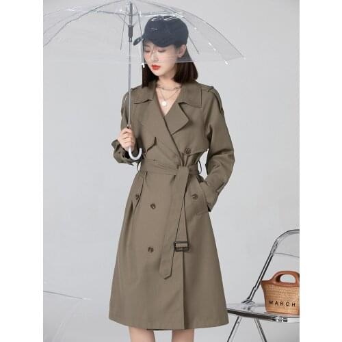 High end windbreaker womens middle long style 2021 spring autumn new style fashion coat with small