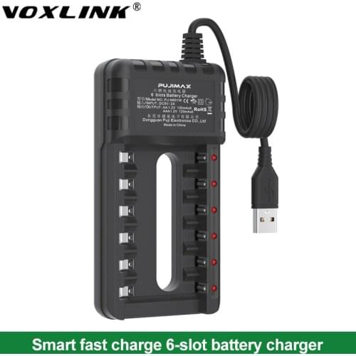 VOXLINK 6 slots AA Battery Charger USB cable intelligent For Ni-Cd Rechargeable Batteries For remote control microphone camera