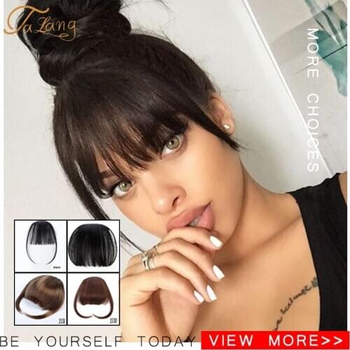 TALANG Clip In Hair Bangs Hairpiece Neat Front False Fringe Clip In Bangs Hairpiece With High Temperature Synthetic Hair