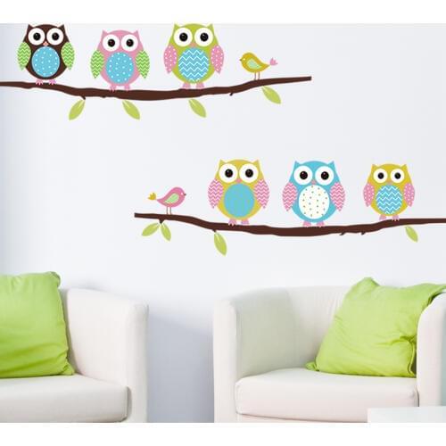 Animal cartoon owl tree vinyl wall sticker for kids rooms home decor living room decoration Mural Decal child stickers wallpaper