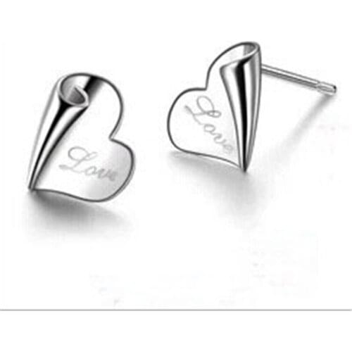 1 Pair Womens Cute Curled Heart Shape Ear Stud Earrings Fashion Jewelry Gifts For Lovers E0182