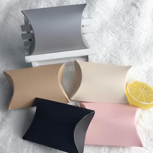 10pcs Favor Candy Box Bag Craft Chocolate Wrapping Paper Pillow Shape Wedding Gift Boxes Pie Party Box Bags Eco Friendly Kraft