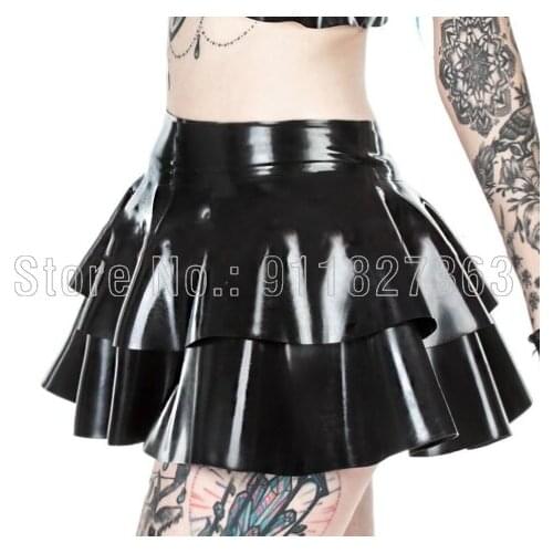 100% Natural Handmade Women Latex Black Skinny Rubber Summer Mini Skirt Party Sexy Elegant Cute Customized