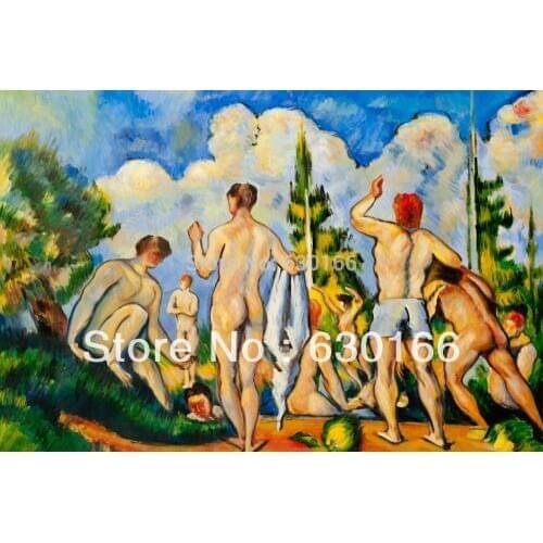 100% Hand Painted Paul Cezanne Oil Painting Reproductions - Bathers Oil Canvas Horizontal Free Shipping