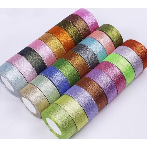 25Yard/Roll 38mm Gold Silver Glitter Ribbon for Christmas Halloween Gift Wrapping Wedding Decorative DIY Handmade Crafts Ribbon