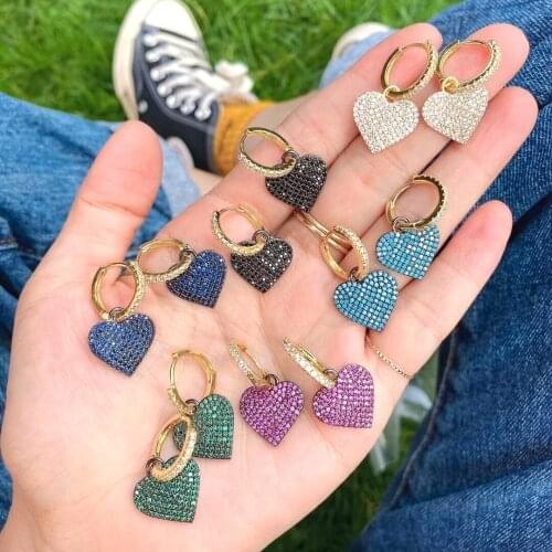 4Pairs 2021 NEW popular lovely hanging cubic zirconia heart dangle earrng drop earrings piercing for lady girl