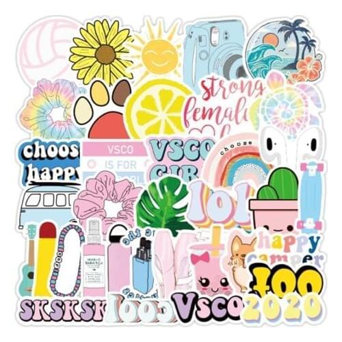 50Pcs Laptop Decal Vsco Stickers DIY Cute Vsco Girls Stickers For MacBook Air Retina Pro 11 12 13 15 Sticker Waterproof