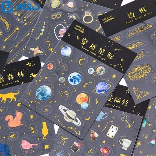 AAGU 1PC Foil Christmas Stickers Scrapbooking Custom/Halloween/Cute/ Buliet Journal Stickers Adhesive Planner Sticekrs