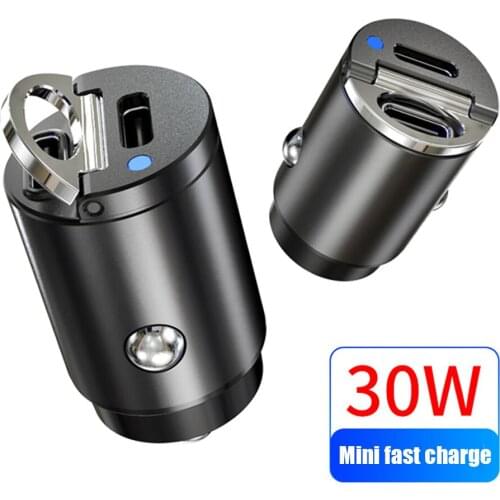 30W High Power Car Charger Mini USB Fast Charger With QC 4.0 3.0 Quick Charging Type C PD Charger For iPhone 12 Huawei Xiaomi
