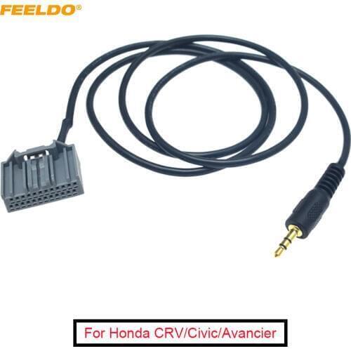 FEELDO Car 3.5mm Audio AUX-in Adapter 24Pin Connector Changer Cable For Honda CRV/Civic/Avancier/Vezel/Crider/XR-V/Elysion Wire