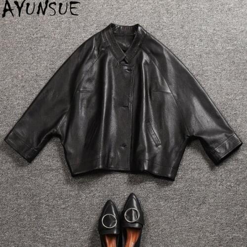 AYUNSUE Natural Sheepskin Coat Womens Jackets Spring 2021 Autumn Genuine Leather Ajcket Women Korean Oversize Coats KJ6944
