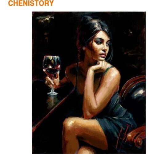 CHENISTORY Women Frame Diy Painting By Numbers Kit Figure Picture By Numbers Acrylic Paint By Numbers For Home Decoration Gift