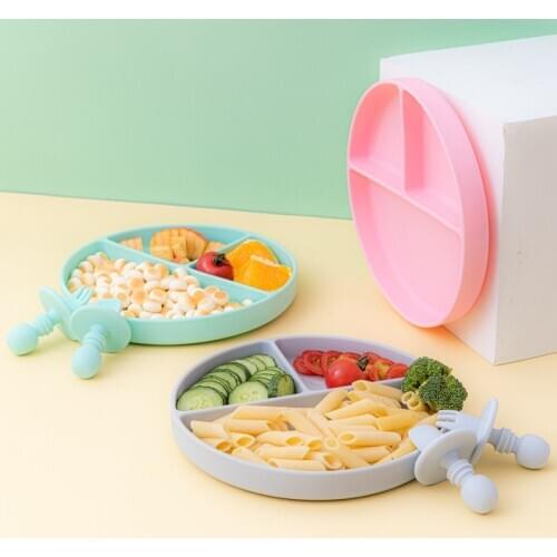 Baby Silicone Dining Plate BPA Free Lovely Smile Face Lunch Dishes Kitchen Fruit Dishes Children Feeding Dinner Plates Bowls