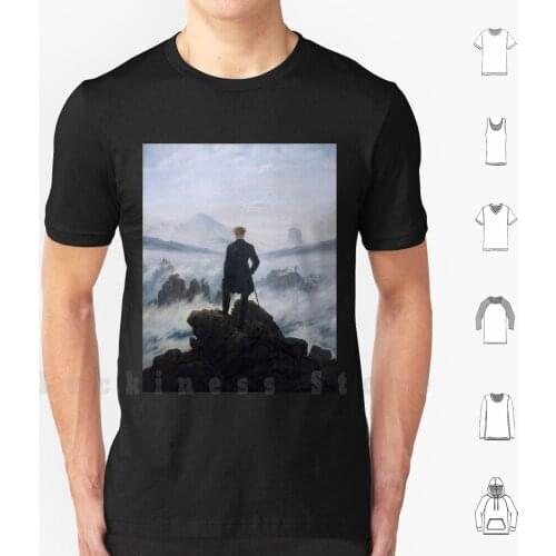 The Wanderer Above The Sea Of Fog T Shirt Big Size 100% Cotton Romantic Romanticism Poet Painter Clouds Mountains Caspar David
