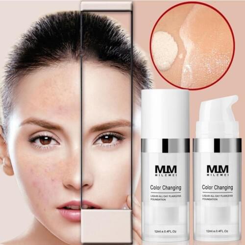12ml Color Changing Liquid Foundation Makeup Change To Your Skin Tone By Just Blending Color Changing Base Nude Cover TSLM1