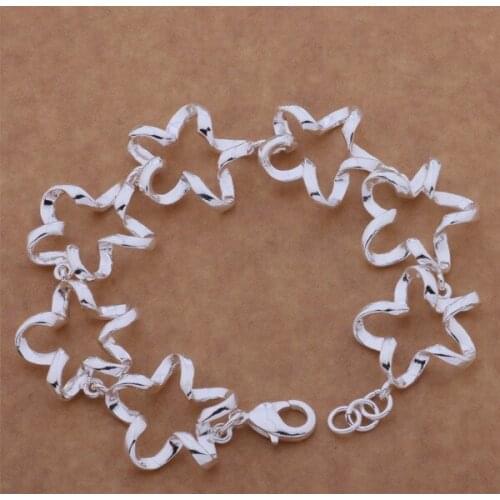 Beautiful fashion 925 sterling silver charm Bracelet Gorgeous jewelry Full 3 d star /ayzajqga cllalcsa AH092
