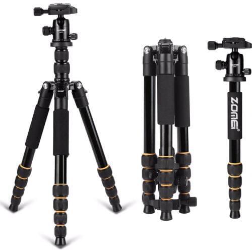 Zomei Q666 Lightweight Tripod For DSLR Camera Ball Head Monopod Tripod Compact Travel Camera Stand For Canon Nikon SLR Q-666