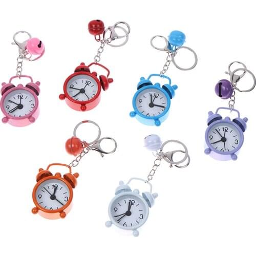 Mini Cute Alarm Clock Keychains Cute Alloy Alarm Clock Pendant Creative Gift Hanging Ornaments Key Chain For Bags Accessories