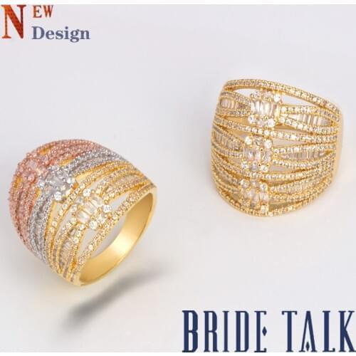 Fashion jewelry brand New Design Cubic zircon micro paved Marquise Trapezoid Zircon women rings It makes you more elegant