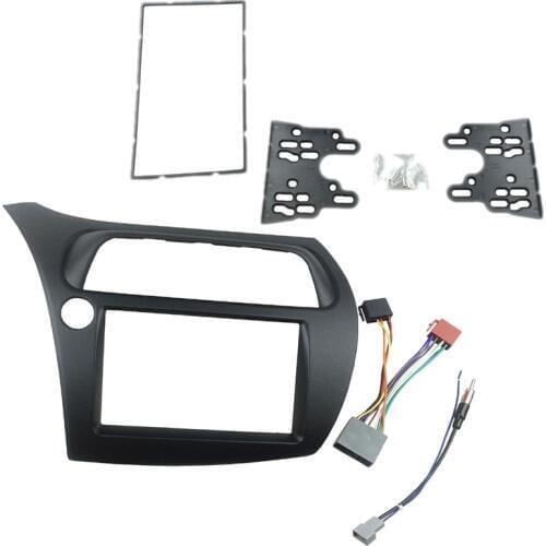 For Honda Civic Double Din Fascia Radio Dvd Stereo Cd Panel Dash Mounting Installation Trim Kit Face Frame Bezel with Wire Harne