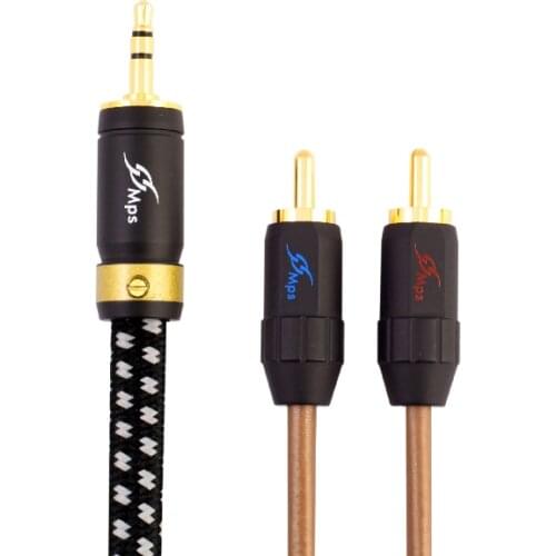MPS X-5 Leopard HiFi 99.9997% OFC+ Silver Plated 24K Gold Plated Plug 3.5mm to 2 RCA audio 2 RAC male to 3.5 male Speaker cable