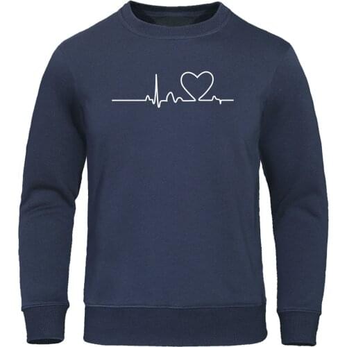 2019 Winter Autumn Men Pullover Letter Electrocardiogram Print Hoodie Sweatshirt Casual Fashion Hoodies Mens Fleece Warm Hoody